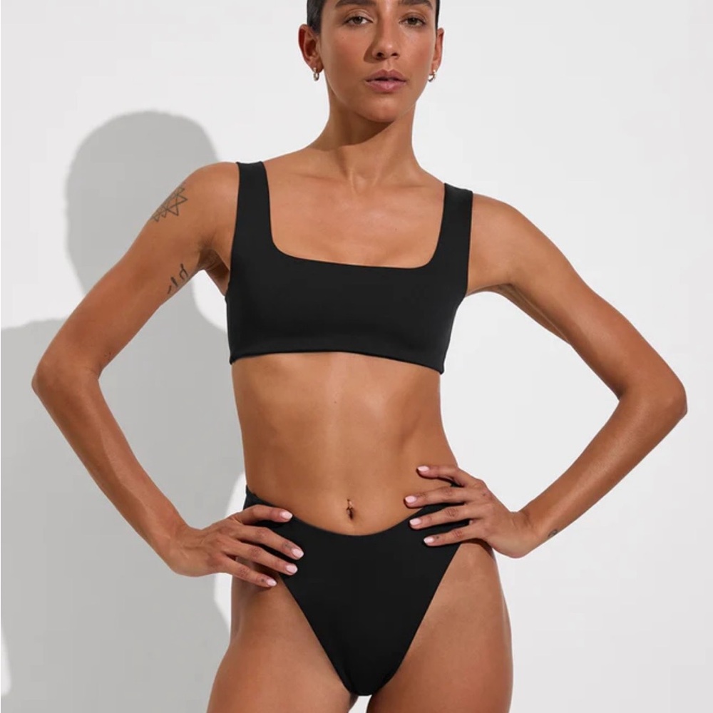 Left on Friday Throwback bikini Bottom black high cut leg XS